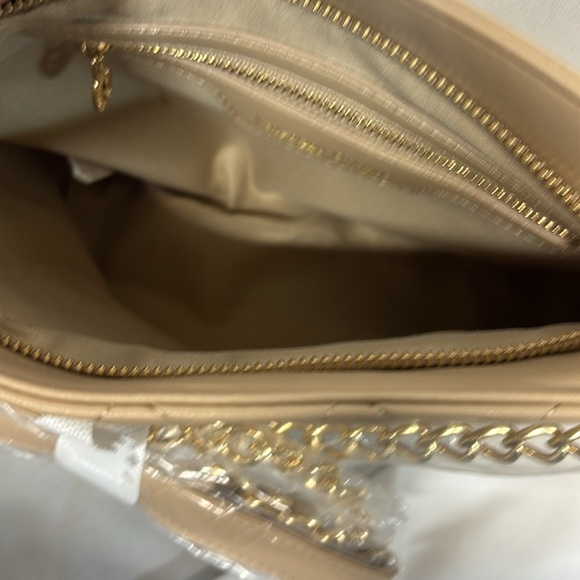 Valentino Orlandi  Vegan leather Taupe  Quilted  gold chain strap purse Bag - Picture 10 of 15